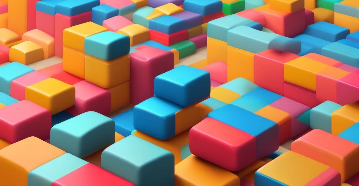 AI generated image of colorful boxes of varying sizes stacked on top of each other